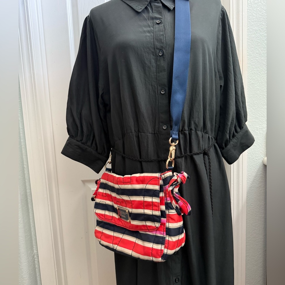 Marc Jacobs Workwear 2 Way Bag Nylon Stripes Preppy - Picture 7 of 11